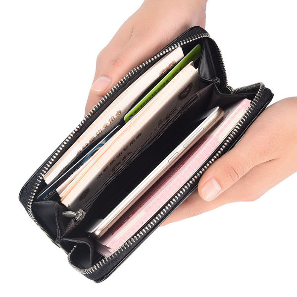 Eko bőrből készült férfi pénztárca fogantyúval és cipzárral