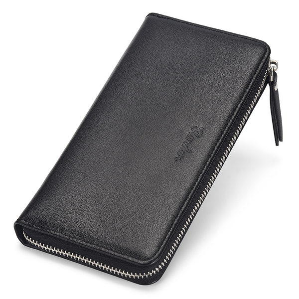 Eko bőrből készült férfi pénztárca fogantyúval és cipzárral