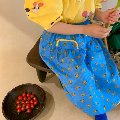 Lányok tavaszi rajzfilmszoknyák koreai stílusú 2022-es aranyos kislány pamut alkalmi szoknyák kis hercegnő 1-7Y