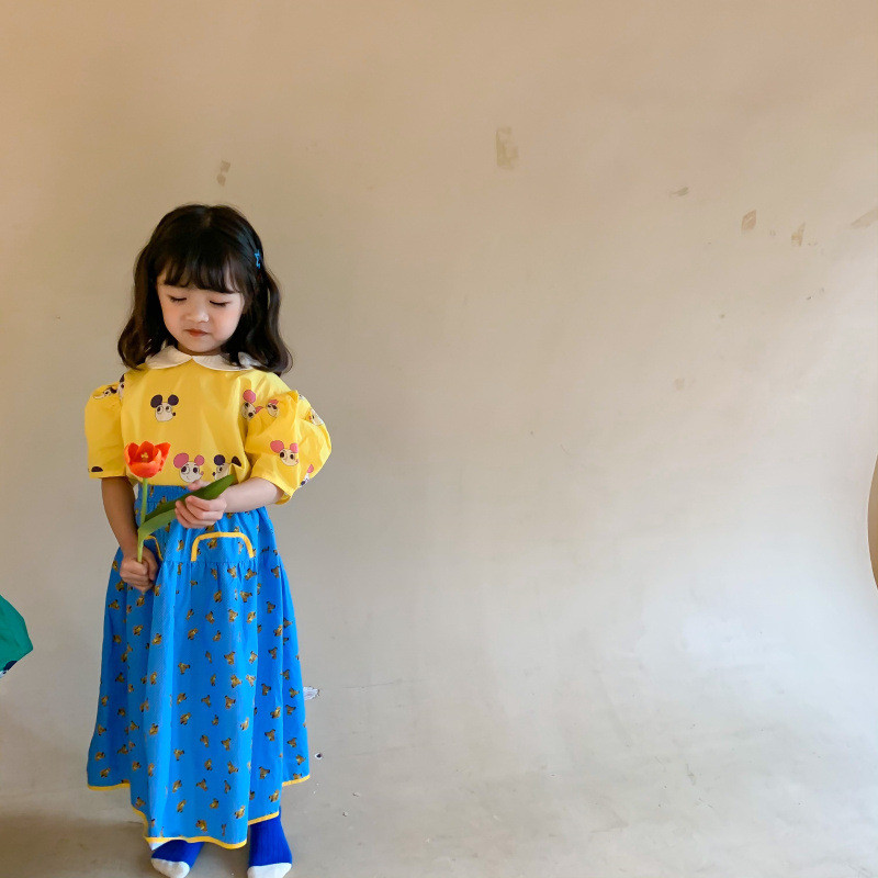 Lányok tavaszi rajzfilmszoknyák koreai stílusú 2022-es aranyos kislány pamut alkalmi szoknyák kis hercegnő 1-7Y