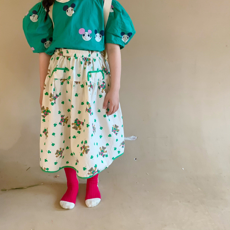 Lányok tavaszi rajzfilmszoknyák koreai stílusú 2022-es aranyos kislány pamut alkalmi szoknyák kis hercegnő 1-7Y