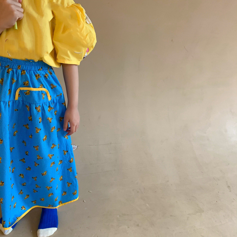 Lányok tavaszi rajzfilmszoknyák koreai stílusú 2022-es aranyos kislány pamut alkalmi szoknyák kis hercegnő 1-7Y