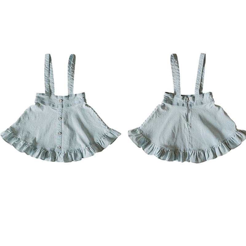 2022. Nova ljetna tinejdžerska suknja za djevojčice u korejskom stilu Tamno svijetloplava traper kombinezonska suknja A kroja Dječja odjeća 0-8 godina E807