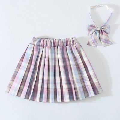 Mergaičių klostuotas sijonas Harajuku Preppy Style Plaid Sijonai Mini mielos japoniškos mokyklinės uniformos Kawaii sijonai vaikams mergaitėms Nemokamas lankelis