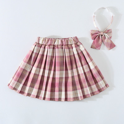 Mergaičių klostuotas sijonas Harajuku Preppy Style Plaid Sijonai Mini mielos japoniškos mokyklinės uniformos Kawaii sijonai vaikams mergaitėms Nemokamas lankelis