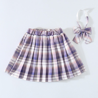 Mergaičių klostuotas sijonas Harajuku Preppy Style Plaid Sijonai Mini mielos japoniškos mokyklinės uniformos Kawaii sijonai vaikams mergaitėms Nemokamas lankelis