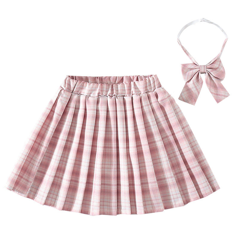 Mergaičių klostuotas sijonas Harajuku Preppy Style Plaid Sijonai Mini mielos japoniškos mokyklinės uniformos Kawaii sijonai vaikams mergaitėms Nemokamas lankelis
