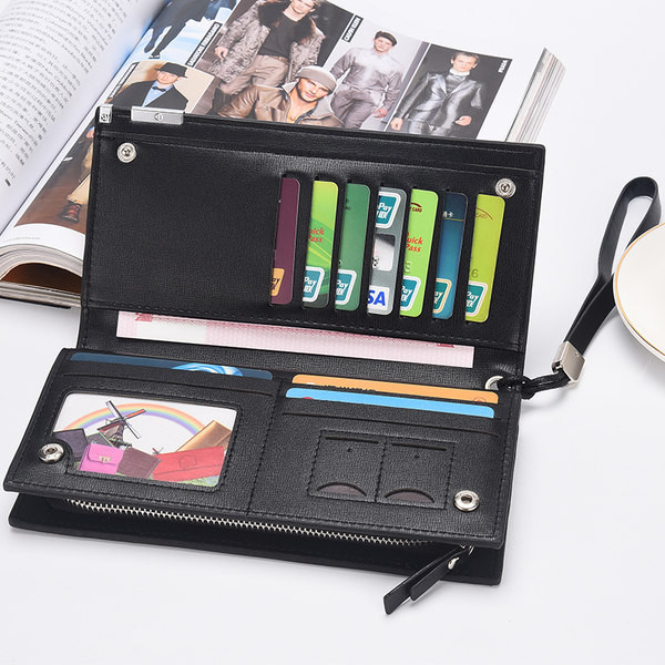 Dviejų spalvų vyriška ilga piniginė iš eko odos