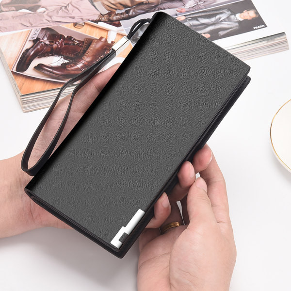 Dviejų spalvų vyriška ilga piniginė iš eko odos