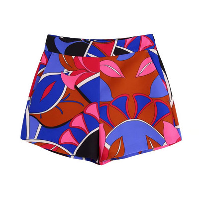 TRAF Print Bermudų šortai Moteriški vasariniai šortai aukštu juosmeniu Moteriški madingi gatvės drabužiai trumpos kelnės Moteriški paplūdimio laisvalaikio šortai Moteriški