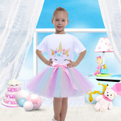 2kom jednorog tutu kostim za djevojčice Ručno izrađena suknja od tila za djevojčice Rođendanske dječje haljine za zabavu Noć vještica Božićna odjeća za bebe