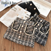 Őszi téli lányok szoknya baba szoknya gyerekeknek divatos szoknya gyerekeknek alsó divat csekk Gunny Pearl zseb bársony meleg 4-12 éves korig