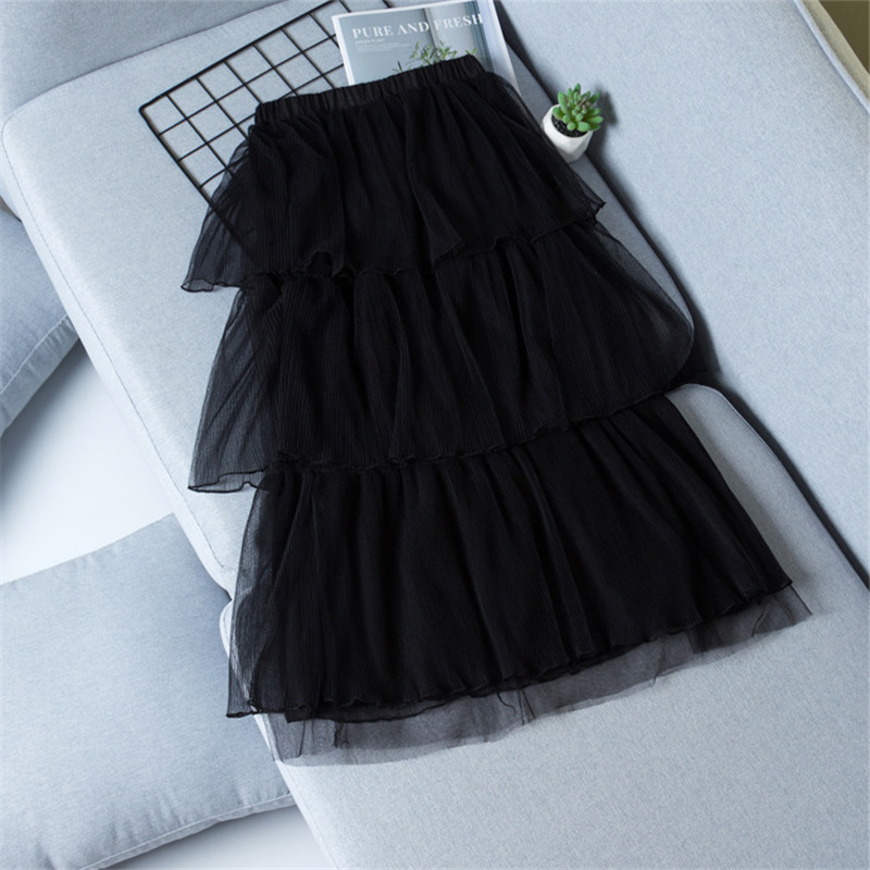 Juodas sijonas mergaitei medvilniniai nėriniuoti sijonai mergaitėms Solid Tule sijonas mergaičių pavasario gimtadienio vakarėlis tutu sijonas Amžius nuo 4 iki 12T