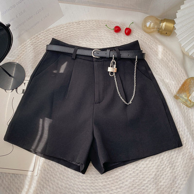 2022 m. nauji laisvalaikio patogūs elegantiški laukiniai šortai su diržu Moteriški vilnoniai šortai Rudens žiemos ploni, platūs A formos šortai