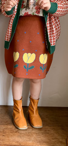 Pavasario ruduo, 2022 m., mieli vaikiški gėlėti minkšti patogūs mezgimo sijonai mergaitėms, šiltas laisvalaikio sijonas 2-7Y