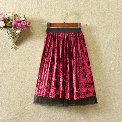 aksominis ilgas sijonas 2-10 metu mergaitems paprasti klostuoti vaikiski sijonai 2021 nauji pavasario ruduo ziema drabuziai vaikams