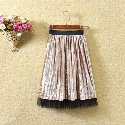 aksominis ilgas sijonas 2-10 metu mergaitems paprasti klostuoti vaikiski sijonai 2021 nauji pavasario ruduo ziema drabuziai vaikams