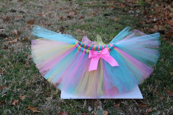 Πολύχρωμες Φούστες για κορίτσια Tutu Baby Tulle Ballet Pettiskirts Tutus με ροζ κορδέλα Φιόγκος Παιδική στολή πάρτι γενεθλίων Φούστες πανί