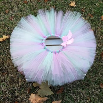 Πολύχρωμες Φούστες για κορίτσια Tutu Baby Tulle Ballet Pettiskirts Tutus με ροζ κορδέλα Φιόγκος Παιδική στολή πάρτι γενεθλίων Φούστες πανί