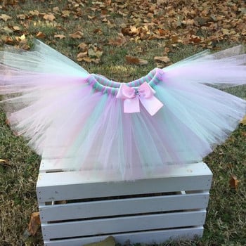 Πολύχρωμες Φούστες για κορίτσια Tutu Baby Tulle Ballet Pettiskirts Tutus με ροζ κορδέλα Φιόγκος Παιδική στολή πάρτι γενεθλίων Φούστες πανί