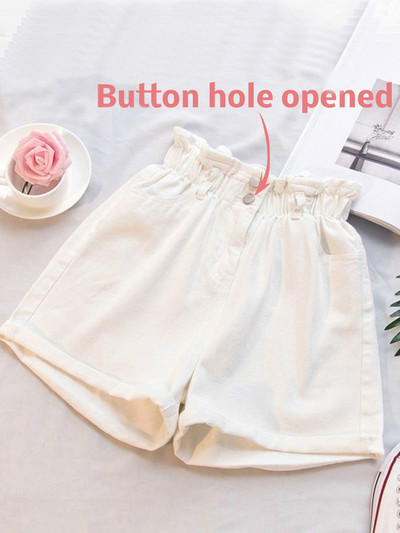 Ljetne crne ženske traper kratke hlače velikih veličina velike veličine 5XL, bijele kratke hlače visokog struka s volanima, ženske traperice s elastičnim strukom