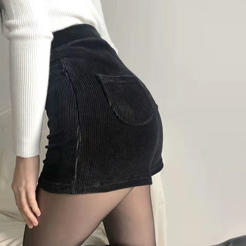 Γυναικείο μαύρο γκοθ παντελόνι Σορτς ψηλόμεσο Ανοιξιάτικο φθινόπωρο στενό σέξι Stretch Γυναικείο κοτλέ παντελόνι casual Y2K