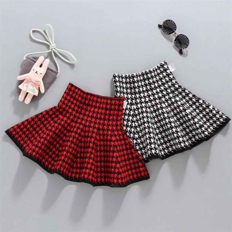 Rudens žiemos kūdikių mergaičių mini trumpas sijonas vaikams mergaitėms elastingumas aukštu juosmeniu megzti klostuoti sijonai vaikiški drabužiai