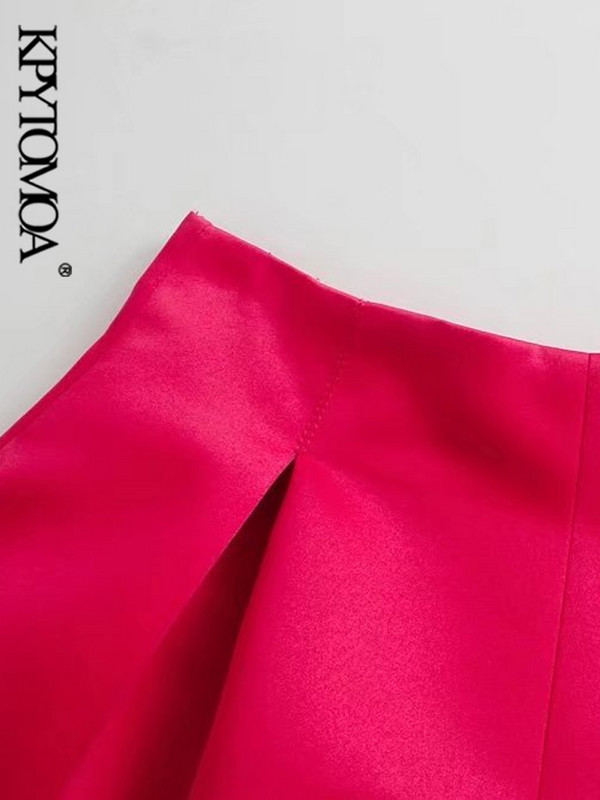 KPYTOMOA Γυναικεία κομψή μόδα μπροστά πλισέ βερμούδα σορτς Vintage ψηλόμεσο πίσω φερμουάρ Γυναικείο κοντό παντελόνι Mujer