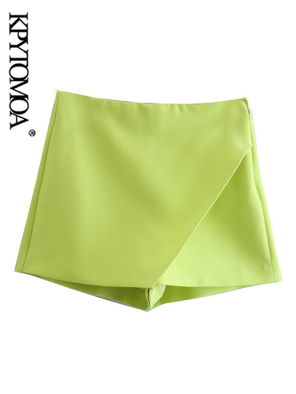 KPYTOMOA Ženske modne asimetrične kratke suknje Vintage Ženske kratke hlače s patentnim zatvaračem sa strane visokog struka Mujer