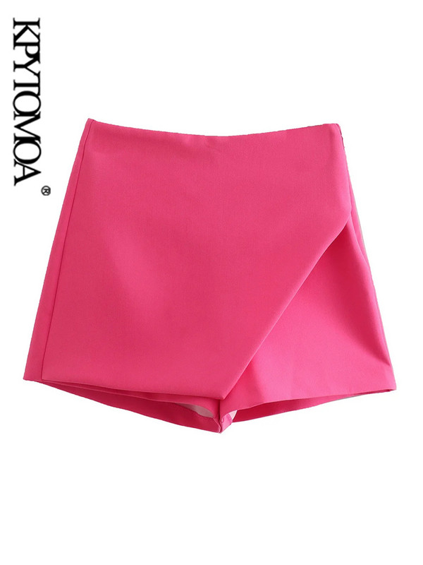 KPYTOMOA Ženske modne asimetrične kratke suknje Vintage Ženske kratke hlače s patentnim zatvaračem sa strane visokog struka Mujer