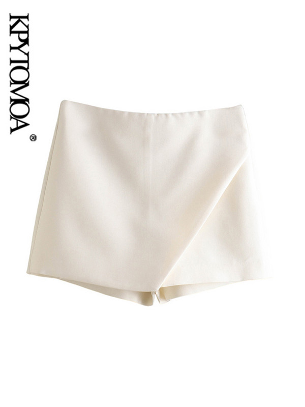 KPYTOMOA Ženske modne asimetrične kratke suknje Vintage Ženske kratke hlače s patentnim zatvaračem sa strane visokog struka Mujer