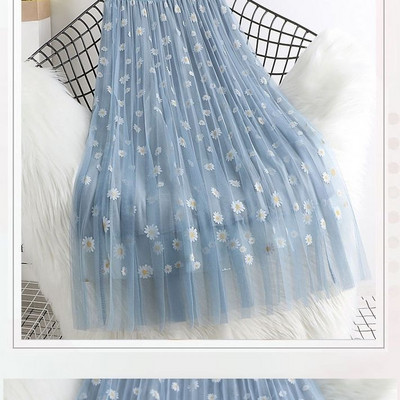 Maxi suknje za tinejdžerice Mrežaste suknje s cvjetnim printom Novi dolazak 2021. Plisirane suknje s tratinčastim uzorkom Ružičasto bijele suknje za 6-15 godina