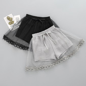 Vasariniai sijonai mergaitėms Nėriniai Vaikiški Sijonas Pilkas Juodas Vaikiškas Sijonas Trumpos Kelnės Gimtadienio vakarėliui Vaikiški Drabužiai Mergaitėms