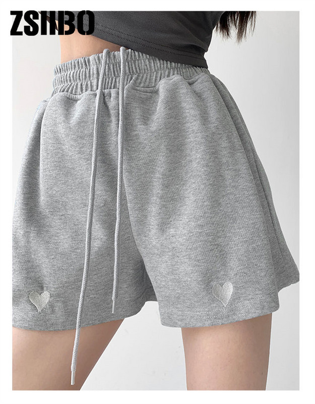 Armastustikandiga spordipüksid naiste 2021. aasta suve uued vabad laia säärega kõrge vöökohaga õhukesed kolmveerand tudengipüksid