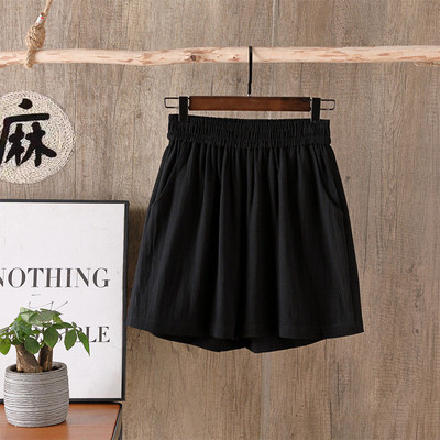 2022. aasta suve naiste puuvillased linased lühikesed püksid, vabad püksid, naiste kirjanduslikud laia säärega püksid.