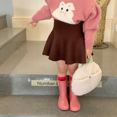 Sügistalv tüdrukute kootud Villased seelikud 1-6a Lastele Täisseeliku kudum