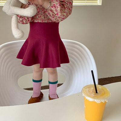 Sügistalv tüdrukute kootud Villased seelikud 1-6a Lastele Täisseeliku kudum