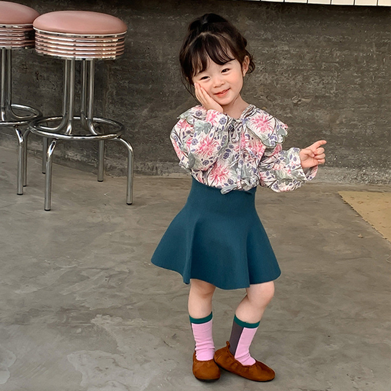 Sügistalv tüdrukute kootud Villased seelikud 1-6a Lastele Täisseeliku kudum