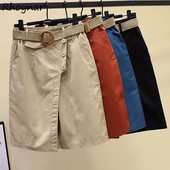 Moteriški šortai Vasariniai elastingas juosmuo plačios kojos Laisvos Y2K Jaunimo mados Kasdienis Empire 4 spalvų Harajuku Paprastas Solid Jupe Femme Retro