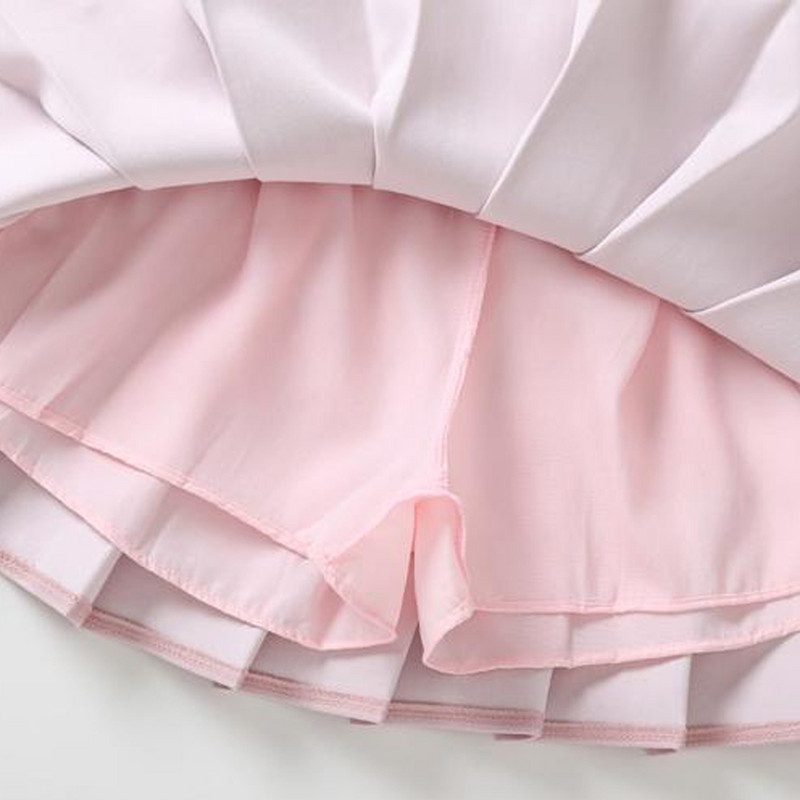 Mood, väikelapsed, väikelapsed, lapsed, tüdrukud, ühevärvilised turvaline seelik, kõrge vöökohaga printsessi plisseeritud kooliuisutaja tenniseseelik#p4