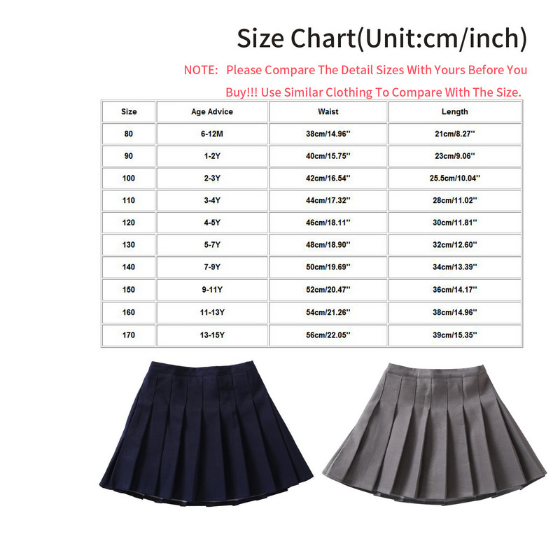 Mood, väikelapsed, väikelapsed, lapsed, tüdrukud, ühevärvilised turvaline seelik, kõrge vöökohaga printsessi plisseeritud kooliuisutaja tenniseseelik#p4