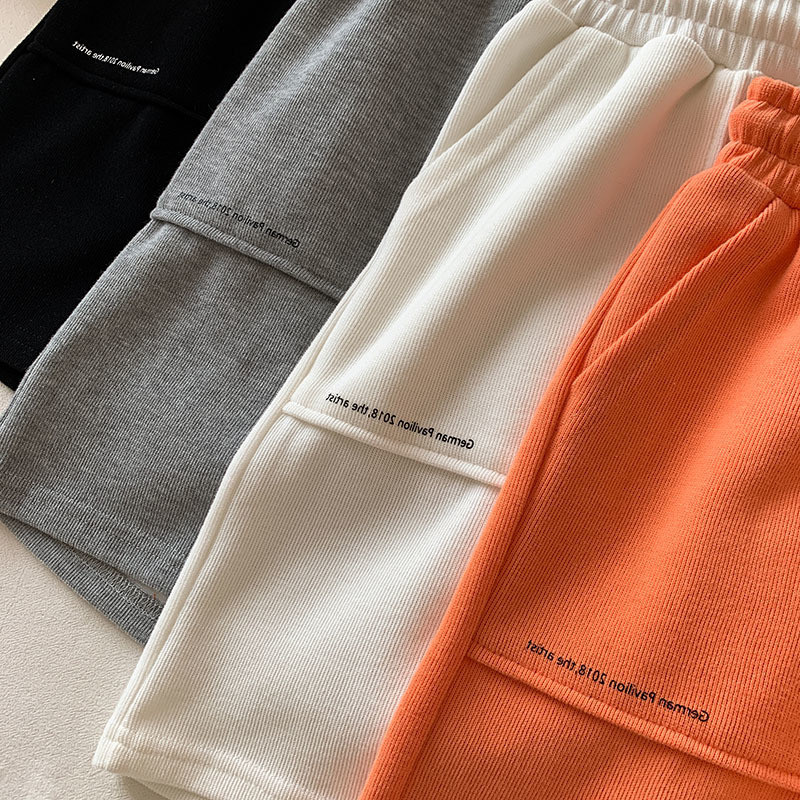 Magas derekú alkalmi sportrövidnadrág Női Tavaszi és Nyári Vékony rész Új vékony, egyenes, széles szárú nadrágok Női Otthoni Ötpontos nadrág