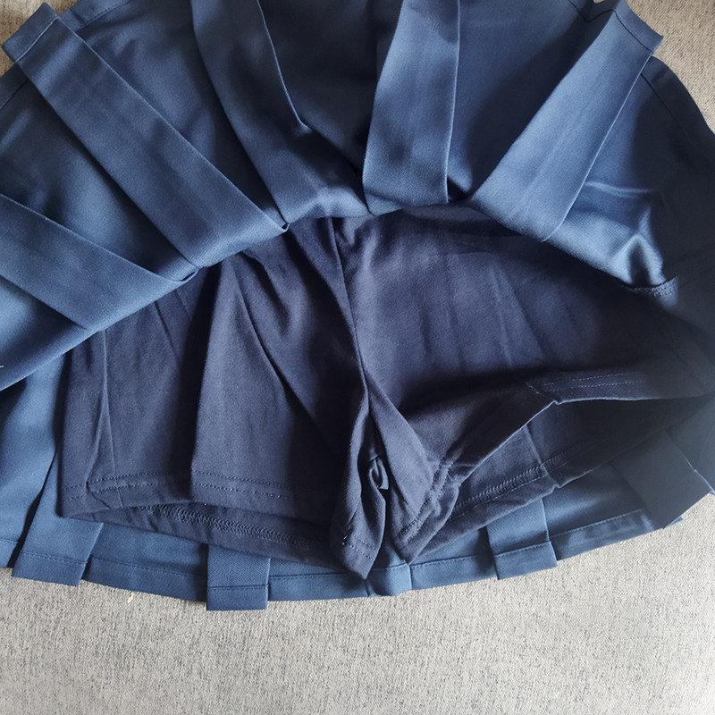 Mergaičių vaikiški uniforminiai paspirtuko sijonai pavasario vasaros atgal į mokyklą trumpas sijonas studentams chaki tamsiai mėlynos spalvos klostuotu sijonu apačioje
