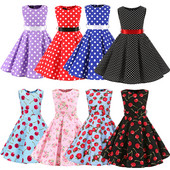 2022 m. mergaičių suknelė Nauji vasariniai džinsiniai drabužiai vaikiški, saldūs taškeliai spausdinti vakarėliui princesė suknelė vaikiškam Vestidos kostiumui