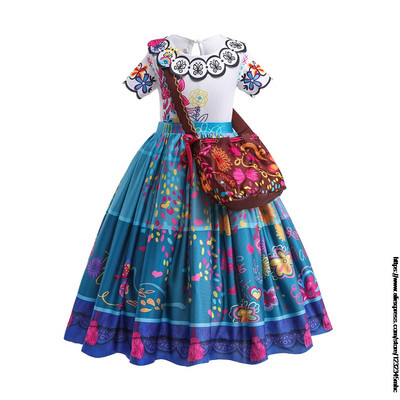 Új varázslat Encanto Mirabell Madrid jelmez gyerekeknek lány hercegnő ruha Halloween cosplay jelmez Isabela Luisa Madrigal cosplay táska