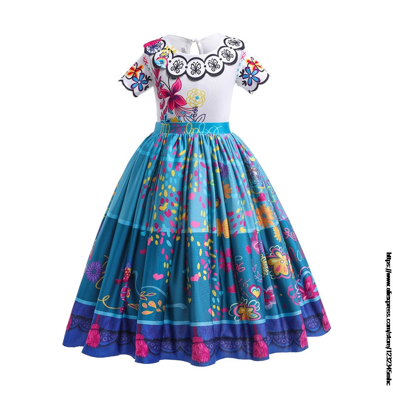 Új varázslat Encanto Mirabell Madrid jelmez gyerekeknek lány hercegnő ruha Halloween cosplay jelmez Isabela Luisa Madrigal cosplay táska