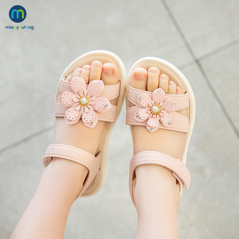 Сандали за момичета Цветя Сладки неплъзгащи се меки детски плажни обувки Детски летни сандали с цветя Мода на принцесата Сладък Miaoyoutong