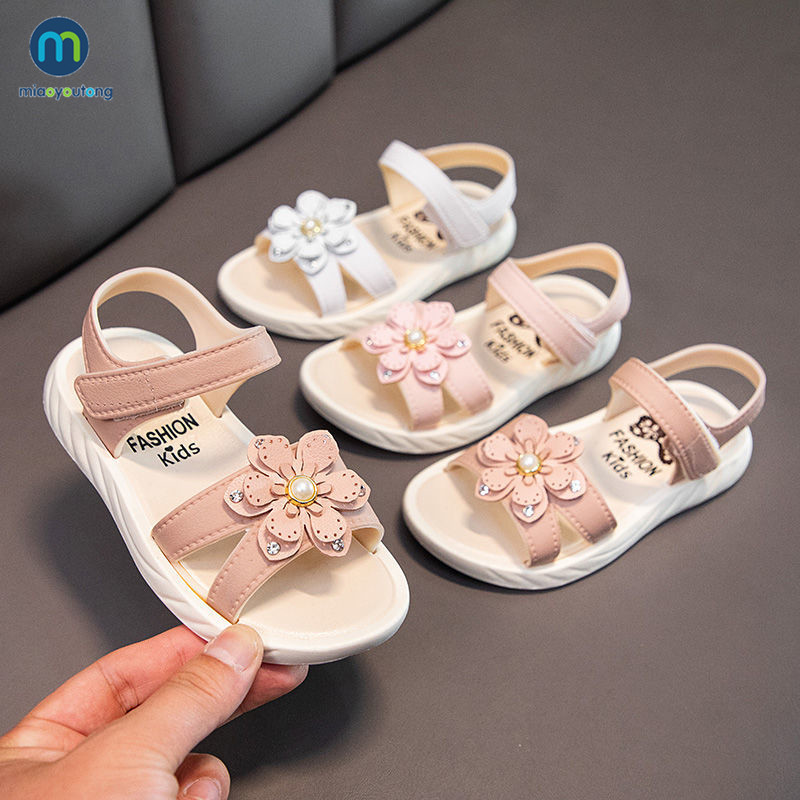 Mergaitėms Sandalai Gėlės Saldūs Neslystantys Minkšti Vaikiški Paplūdimio Batai Vaikams Vasariniai Gėlėti Sandalai Princesės Mada Mieli Miaoyoutong