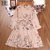 HE Hello Enjoy 2022 m. nauja mergaičių suknelė pavasario ilgomis rankovėmis laisvalaikio suknelės su gėlėmis mergaitėms princesių vaikiški kostiumai 5 6 7 8 Y