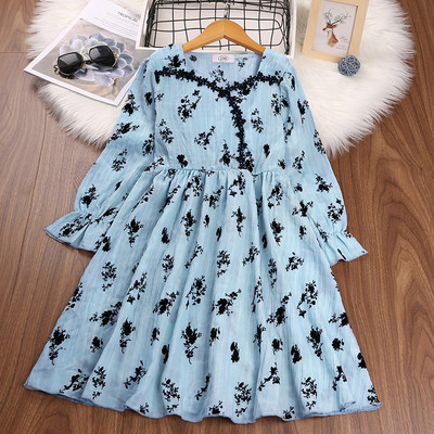 HE Hello Enjoy 2022 m. nauja mergaičių suknelė pavasario ilgomis rankovėmis laisvalaikio suknelės su gėlėmis mergaitėms princesių vaikiški kostiumai 5 6 7 8 Y